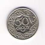 Awers pięćdziesięciogroszówki z 1923r.